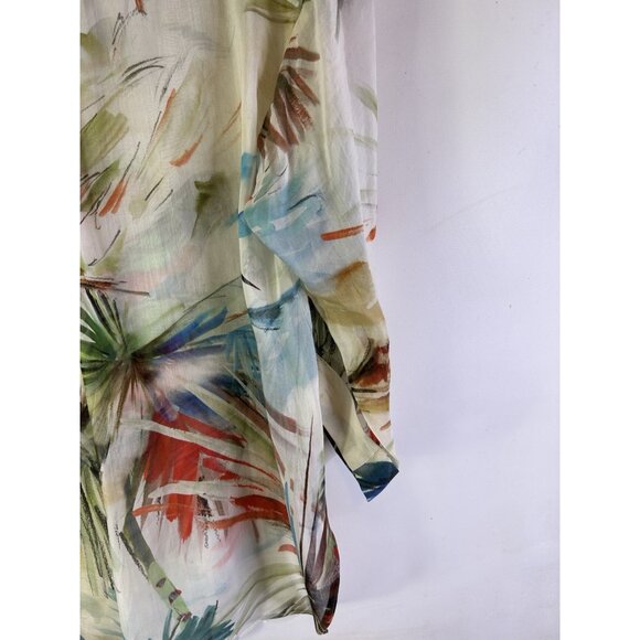 Milly Tropical Parrot Print Cotton Silk Shirt - Picture 9 of 10